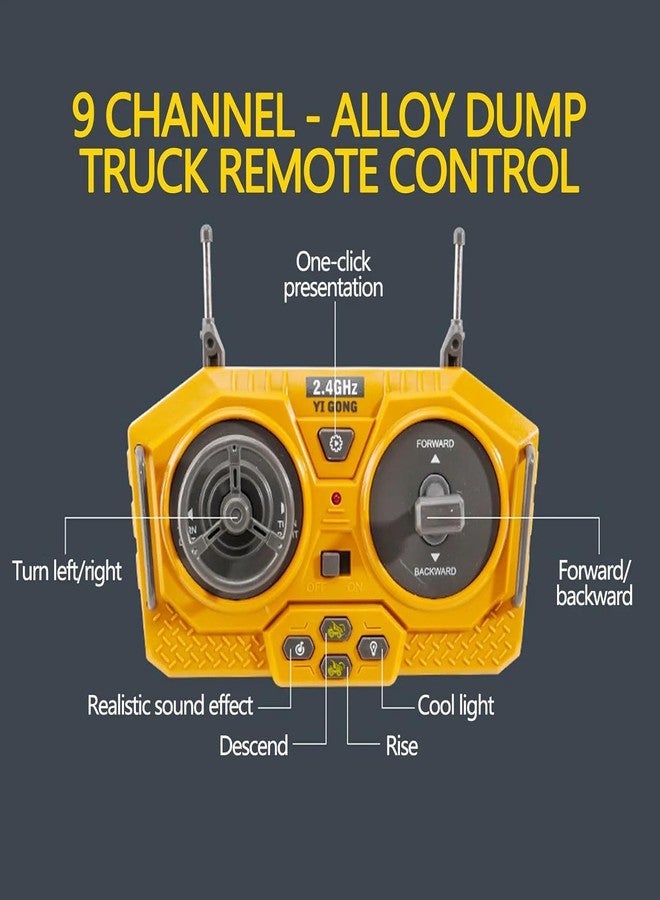 RABJET حفارة رابجيت تعمل بالتحكم عن بعد، 9 قنوات، شاحنة JCB، لعبة مجرفة معدنية، مقياس 1:24، جرار بناء يعمل بالتحكم عن بعد، 2.4 جيجاهرتز، هدية لعبة للأولاد والبالغين - متعدد الألوان - Image 3